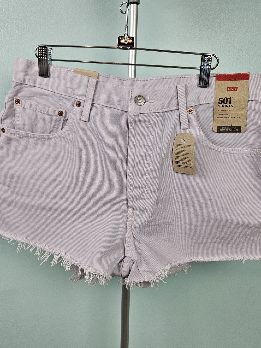 Levi's Light Lavender 501 Cutoff Denim Shorts